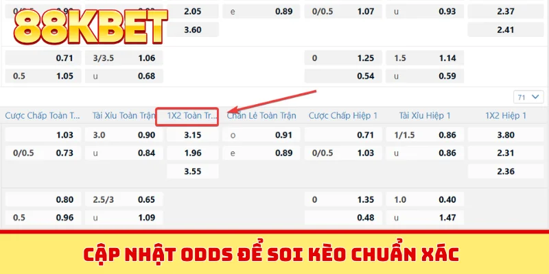Cập nhật odds để soi kèo chuẩn xác